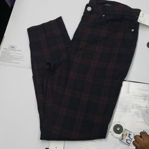 Men plaid skinny fit jeans